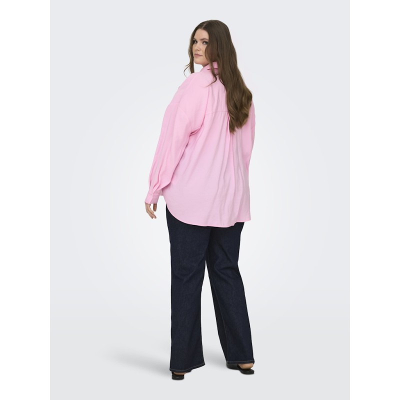 ONLY CARMAKOMA Zazima L/S Loose Fit Skjorte - Pink Lady