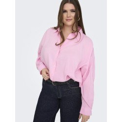 ONLY CARMAKOMA Zazima L/S Loose Fit Skjorte - Pink Lady