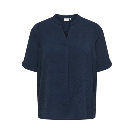 ONLY CARMAKOMA Metta S/S V-Neck Top - Navy Blazer