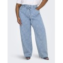 ONLY CARMAKOMA Gianna MW Straight Flower Jeans - Light Blue Denim
