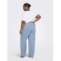 ONLY CARMAKOMA Gianna MW Straight Flower Jeans - Light Blue Denim