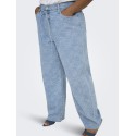 ONLY CARMAKOMA Gianna MW Straight Flower Jeans - Light Blue Denim