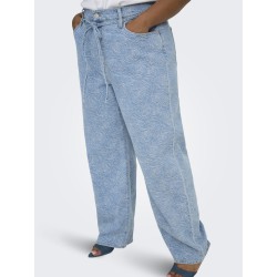 ONLY CARMAKOMA Gianna MW Straight Flower Jeans - Light Blue Denim