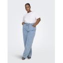 ONLY CARMAKOMA Gianna MW Straight Flower Jeans - Light Blue Denim