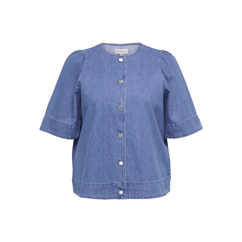 ONLY CARMAKOMA Astra S/S Denim Skjorte - Medium Blue Denim