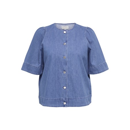 ONLY CARMAKOMA Astra S/S Denim Skjorte - Medium Blue Denim
