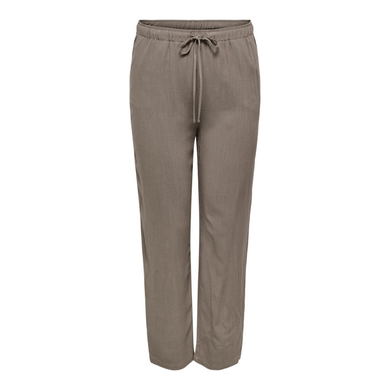 ONLY CARMAKOMA Siesta HW Pull-up Hør Bukser - Walnut