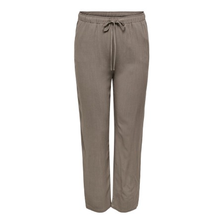 ONLY CARMAKOMA Siesta HW Pull-up Hør Bukser - Walnut