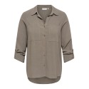 ONLY CARMAKOMA Siesta Yasmin L/S Hør Skjorte - Walnut
