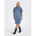 ONLY CARMAKOMA Lisa S/S Denim Kjole - Medium Blue Denim