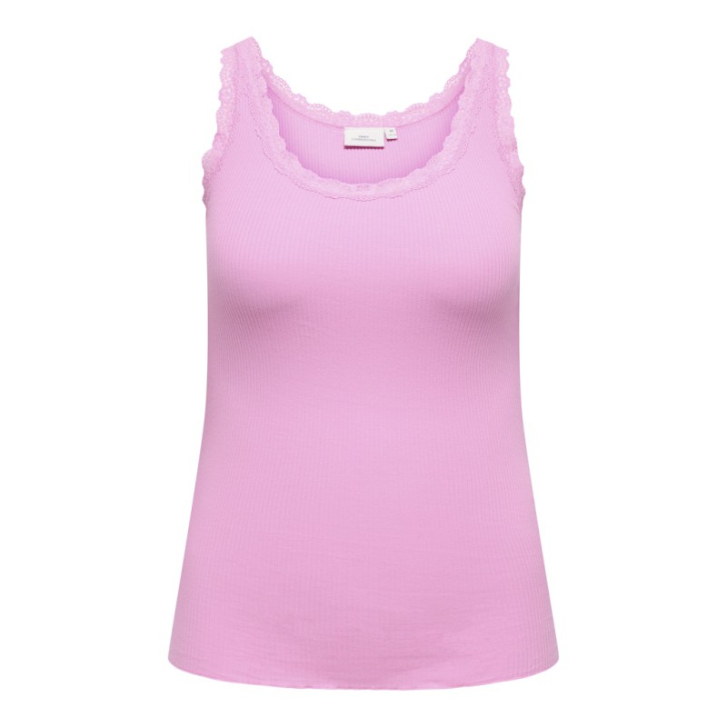 ONLY CARMAKOMA Sara Sahrai Lace Tank Top - Begonia Pink