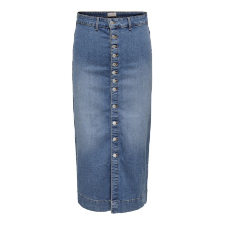 ONLY CARMAKOMA Irina Button Down Maxi Skirt - Medium Blue Denim