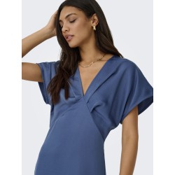 JDY Urba S/S Midi Satin Kjole - Vintage Indigo