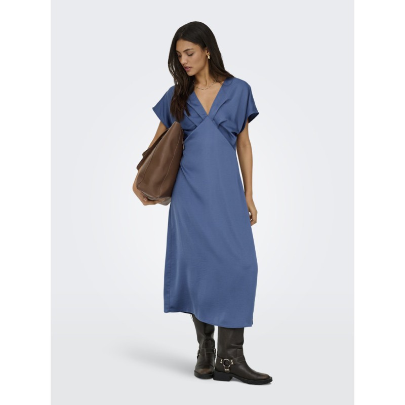 JDY Urba S/S Midi Satin Kjole - Vintage Indigo