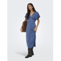 JDY Urba S/S Midi Satin Kjole - Vintage Indigo