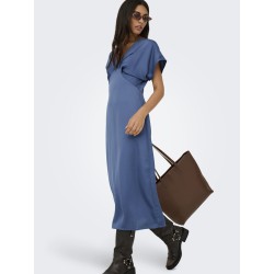 JDY Urba S/S Midi Satin Kjole - Vintage Indigo