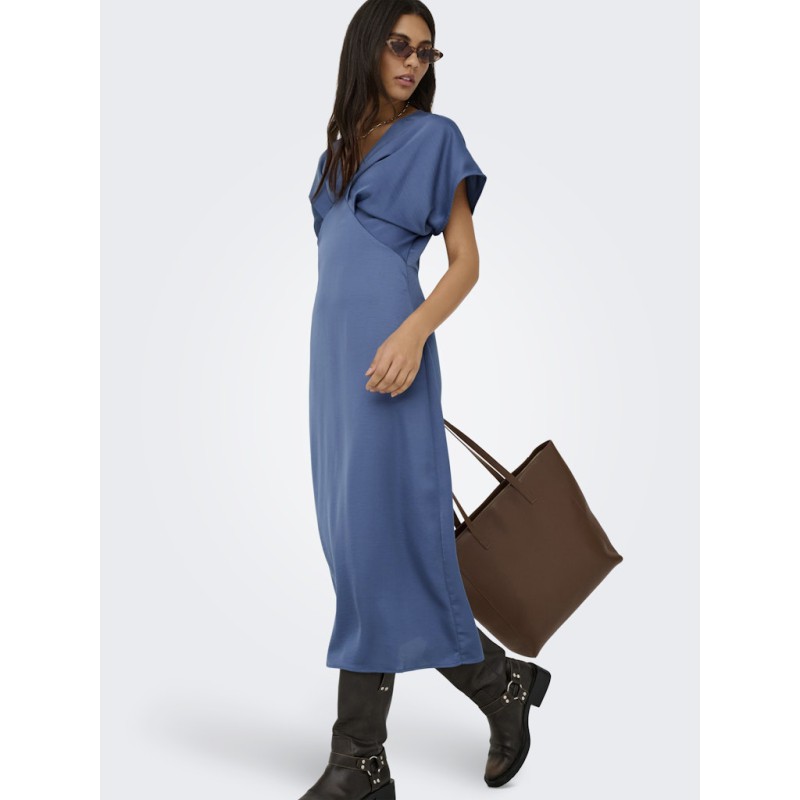 JDY Urba S/S Midi Satin Kjole - Vintage Indigo