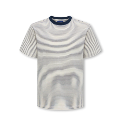 ONYL & SONS Junior Fred Stribet T-shirt - Gardenia