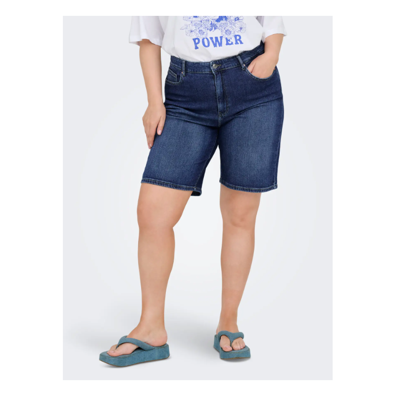 ONLY CARMAKOMA Sonny Denim Wide Shorts - Dark Blue Denim