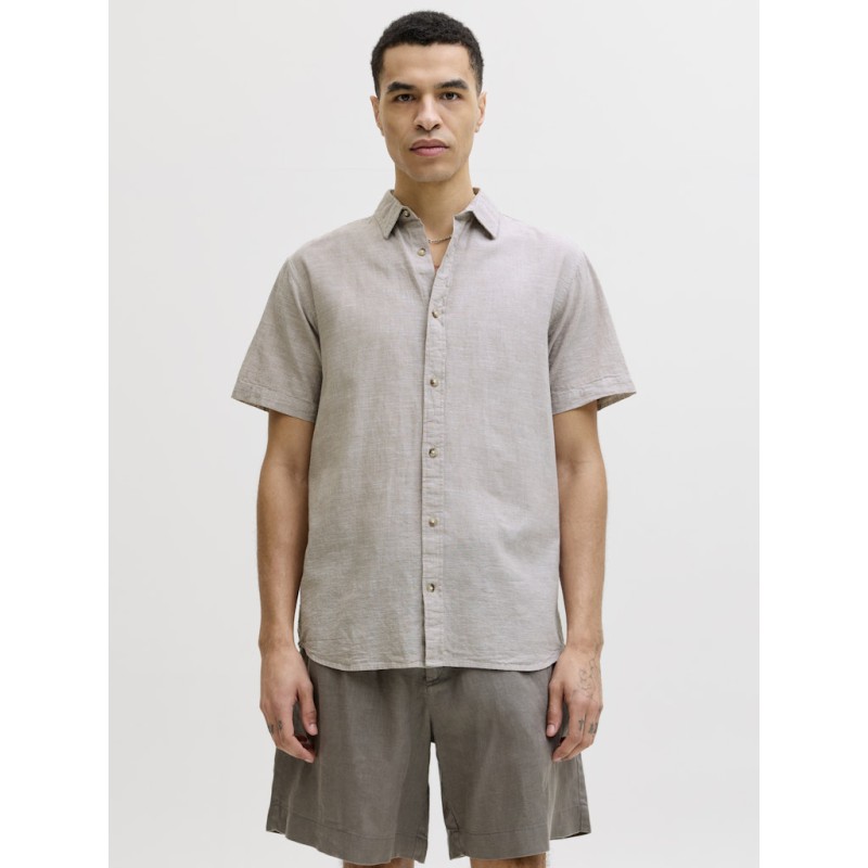 JACK & JONES Sommer Hør S/S Skjorte - String