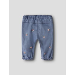 NAME IT BABY Rose Broderede Jeans 5321 - Medium Blue Denim / Flower