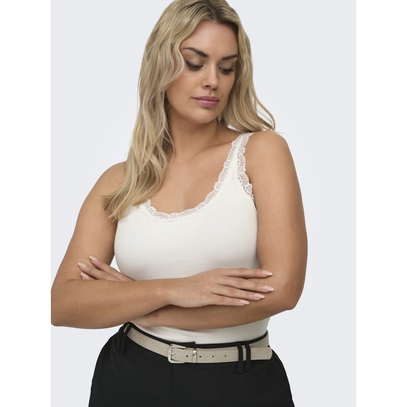 ONLY CARMAKOMA Sara Sahrai Lace Tank Top - Cloud Dancer