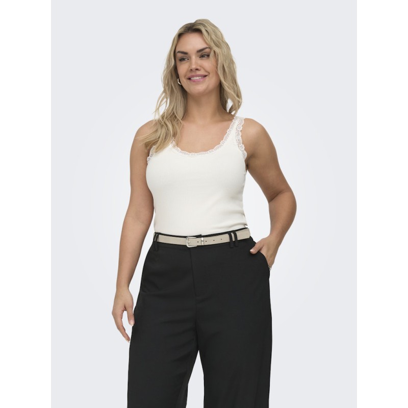 ONLY CARMAKOMA Sara Sahrai Lace Tank Top - Cloud Dancer