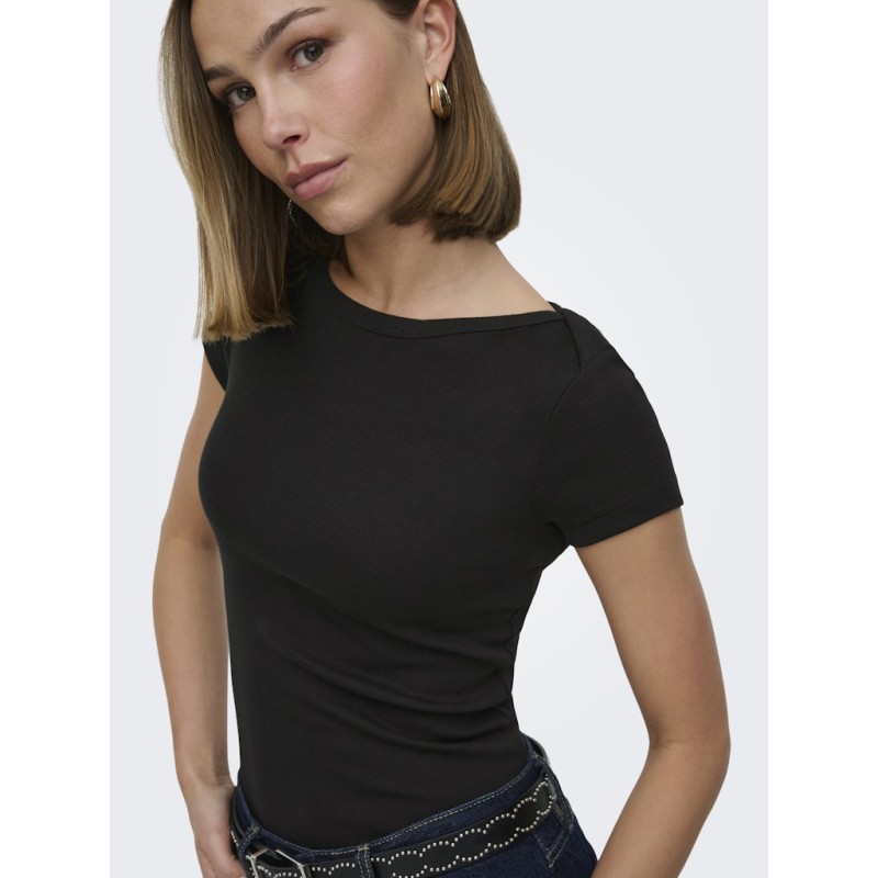 ONLY Fenja S/S Boatneck Top - Sort