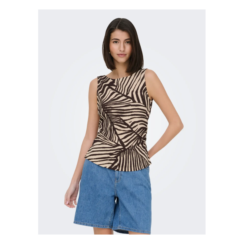 JDY Debbie S/L Top - Sandshell / Chocolate Torte