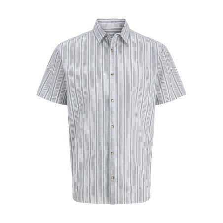 JACK & JONES Junior Chad Oxford Stribet S/S Skjorte - Ensign Blue