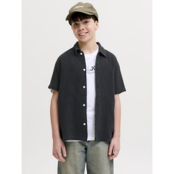 JACK & JONES Junior Nantucket Double Cloth S/S Skjorte - Sort