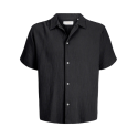 JACK & JONES Junior Nantucket Double Cloth S/S Skjorte - Sort