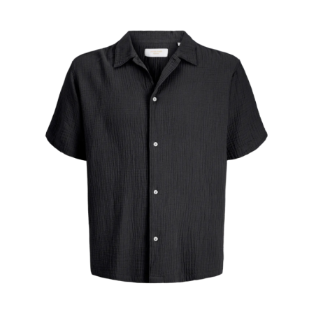 JACK & JONES Junior Nantucket Double Cloth S/S Skjorte - Sort