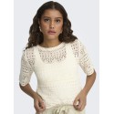 JDY Sun Lay 2/4 Boatneck Strik - Eggnog