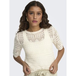 JDY Sun Lay 2/4 Boatneck Strik - Eggnog