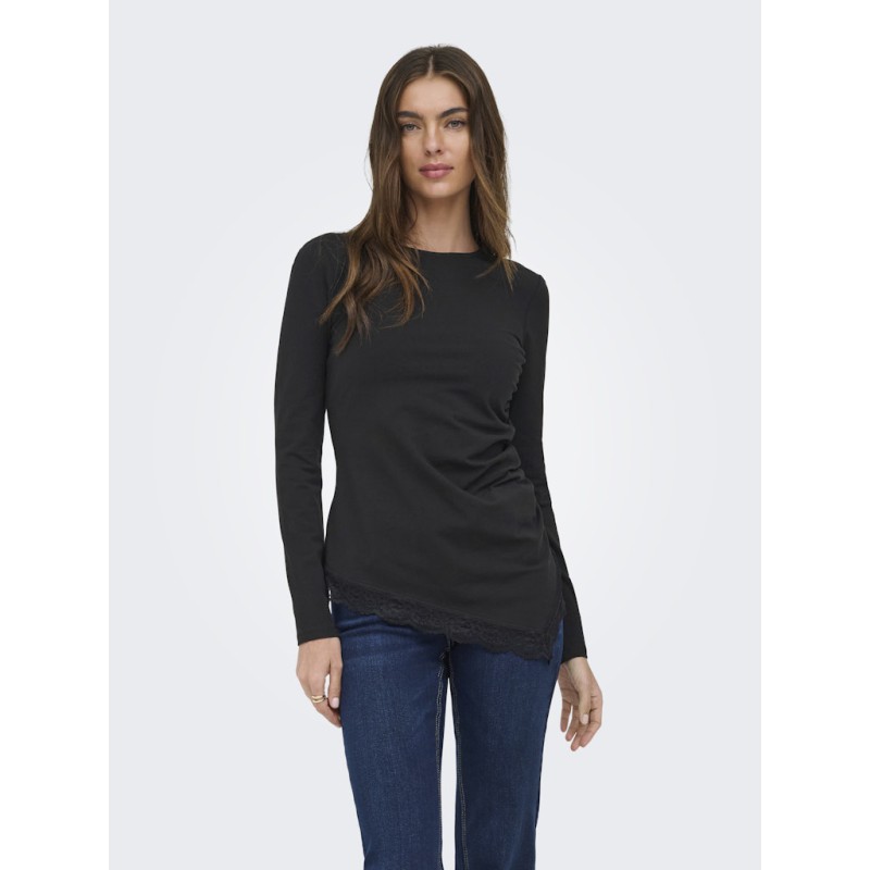 ONLY Live Love L/S Ruching Top - Sort