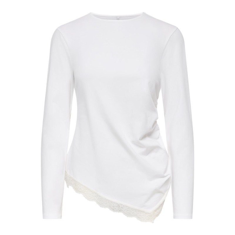 ONLY Live Love L/S Ruching Top - Cloud Dancer