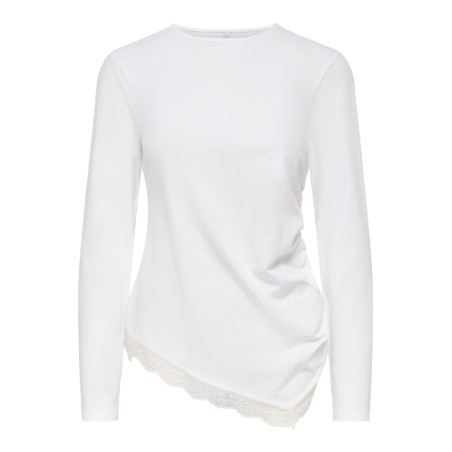 ONLY Live Love L/S Ruching Top - Cloud Dancer