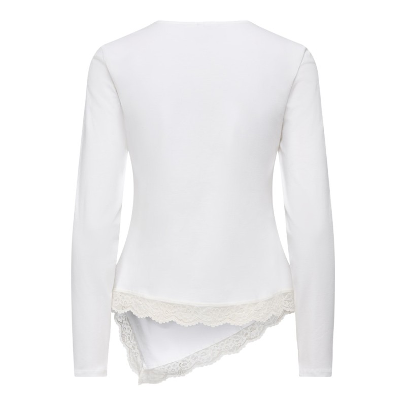 ONLY Live Love L/S Ruching Top - Cloud Dancer