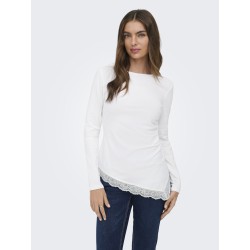 ONLY Live Love L/S Ruching Top - Cloud Dancer