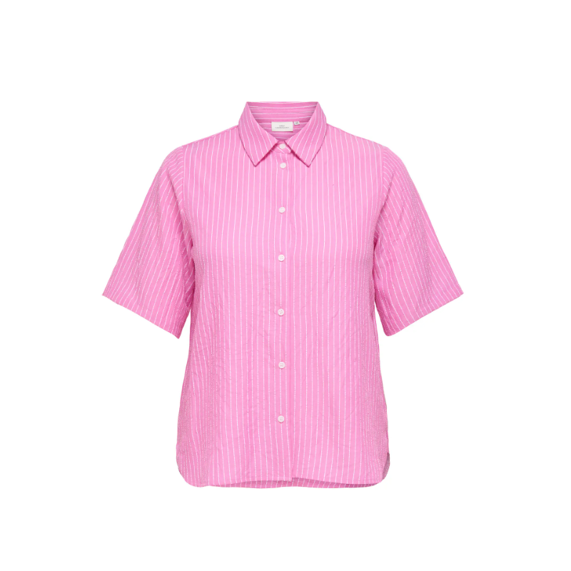 ONLY CARMAKOMA Dea S/S Stribet Skjorte - Wild Orchid