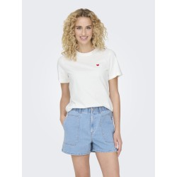 JDY Pisa S/S Print Top - Cloud Dancer / Bittersweet Heart