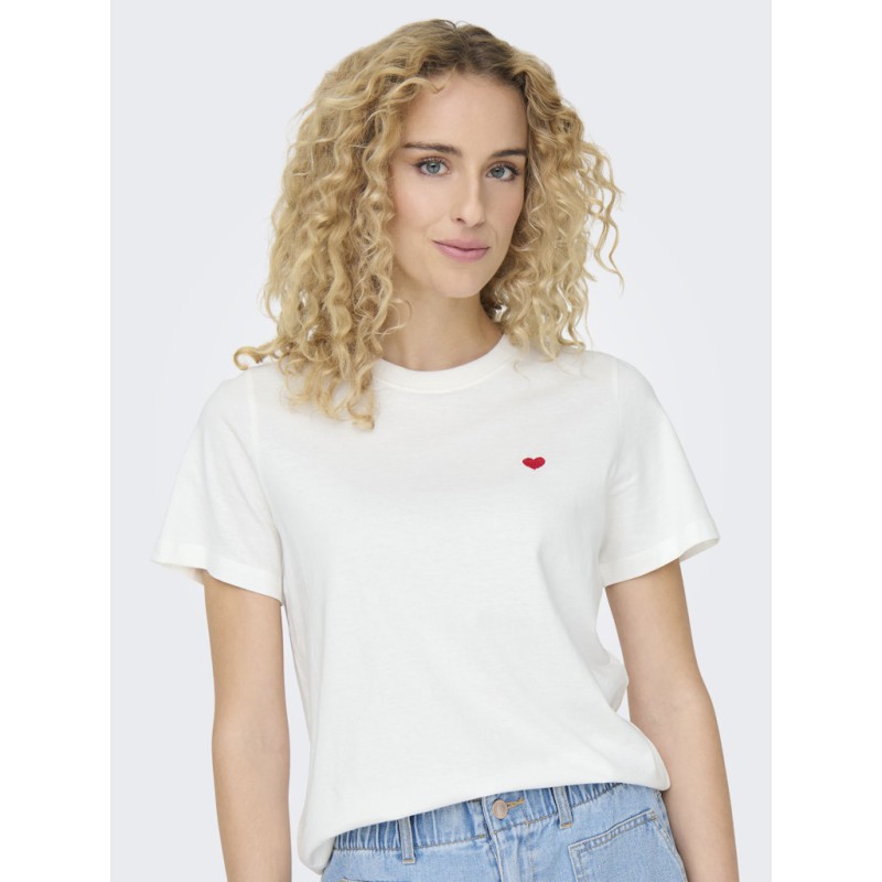 JDY Pisa S/S Print Top - Cloud Dancer / Bittersweet Heart