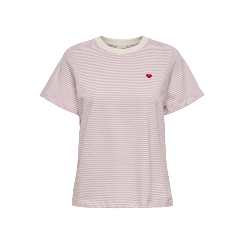 JDY Pisa S/S Print Top - Cloud Dancer / Chicory Coffee