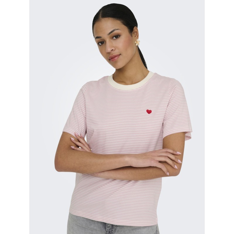 JDY Pisa S/S Print Top - Cloud Dancer / Chicory Coffee