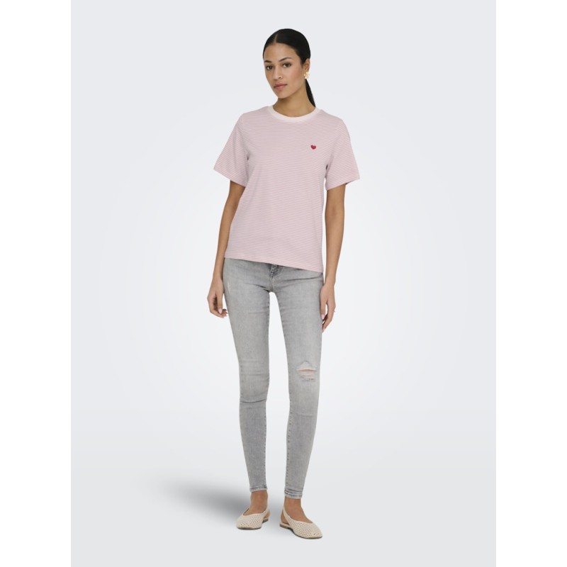 JDY Pisa S/S Print Top - Cloud Dancer / Double Cream