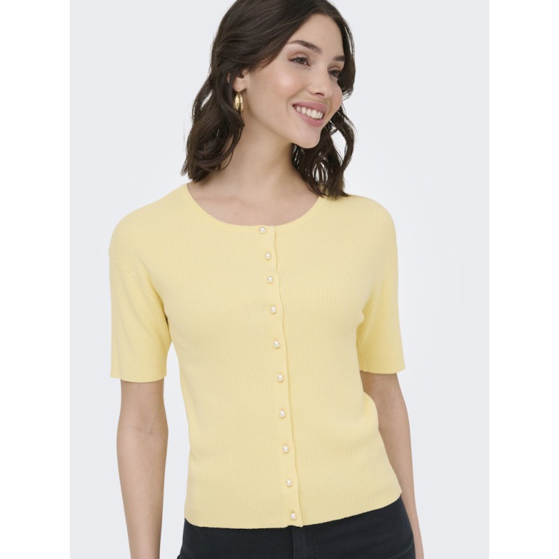 JDY Gaby 2/4 Perle Strik Cardigan - Double Cream