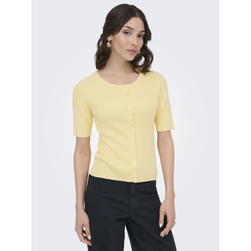 JDY Gaby 2/4 Perle Strik Cardigan - Double Cream