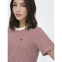 JDY Pisa S/S Print Top - Cloud Dancer / Rhubarb