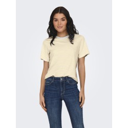 JDY Pisa S/S Print Top - Cloud Dancer / Double Cream